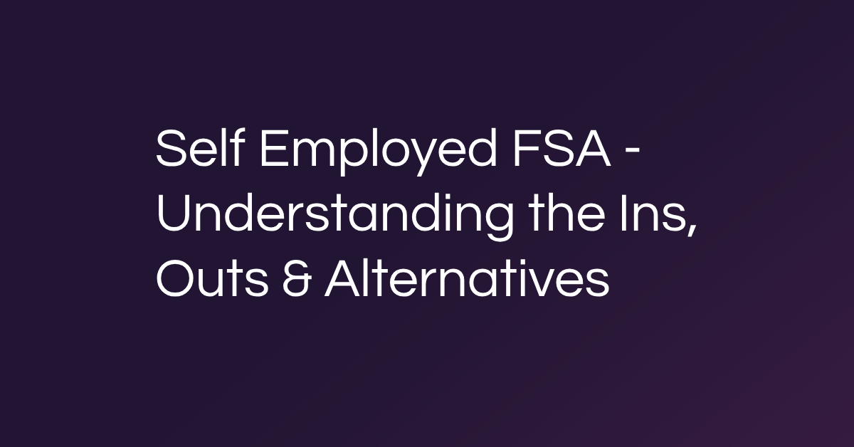 Self Employed FSA - Understanding the Ins, Outs & Alternatives